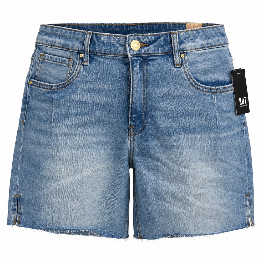 Kut from the Kloth Jenny High Rise Kick Shorts Blue Denim Size 8 NWT